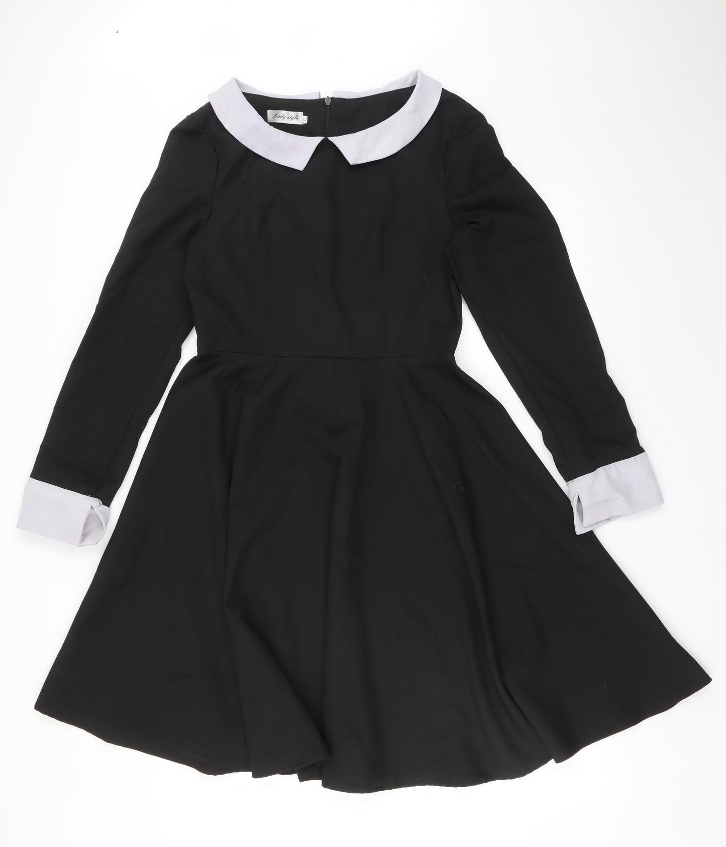 LADY STYLE Womens Black   Fit & Flare  Size XL Collared