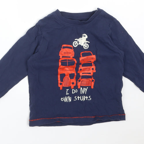 Nutmeg Boys Blue  Cotton Basic T-Shirt Size 2-3 Years Round Neck  - I DO MY OWN STUNTS