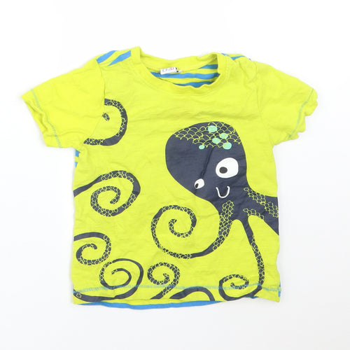 Mini Club Boys Multicoloured Striped Cotton Basic T-Shirt Size 2-3 Years Round Neck  - OCTOPUS