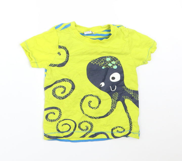Mini Club Boys Multicoloured Striped Cotton Basic T-Shirt Size 2-3 Years Round Neck  - OCTOPUS