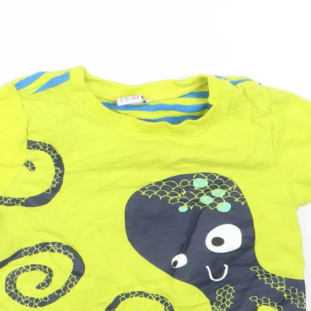 Mini Club Boys Multicoloured Striped Cotton Basic T-Shirt Size 2-3 Years Round Neck  - OCTOPUS