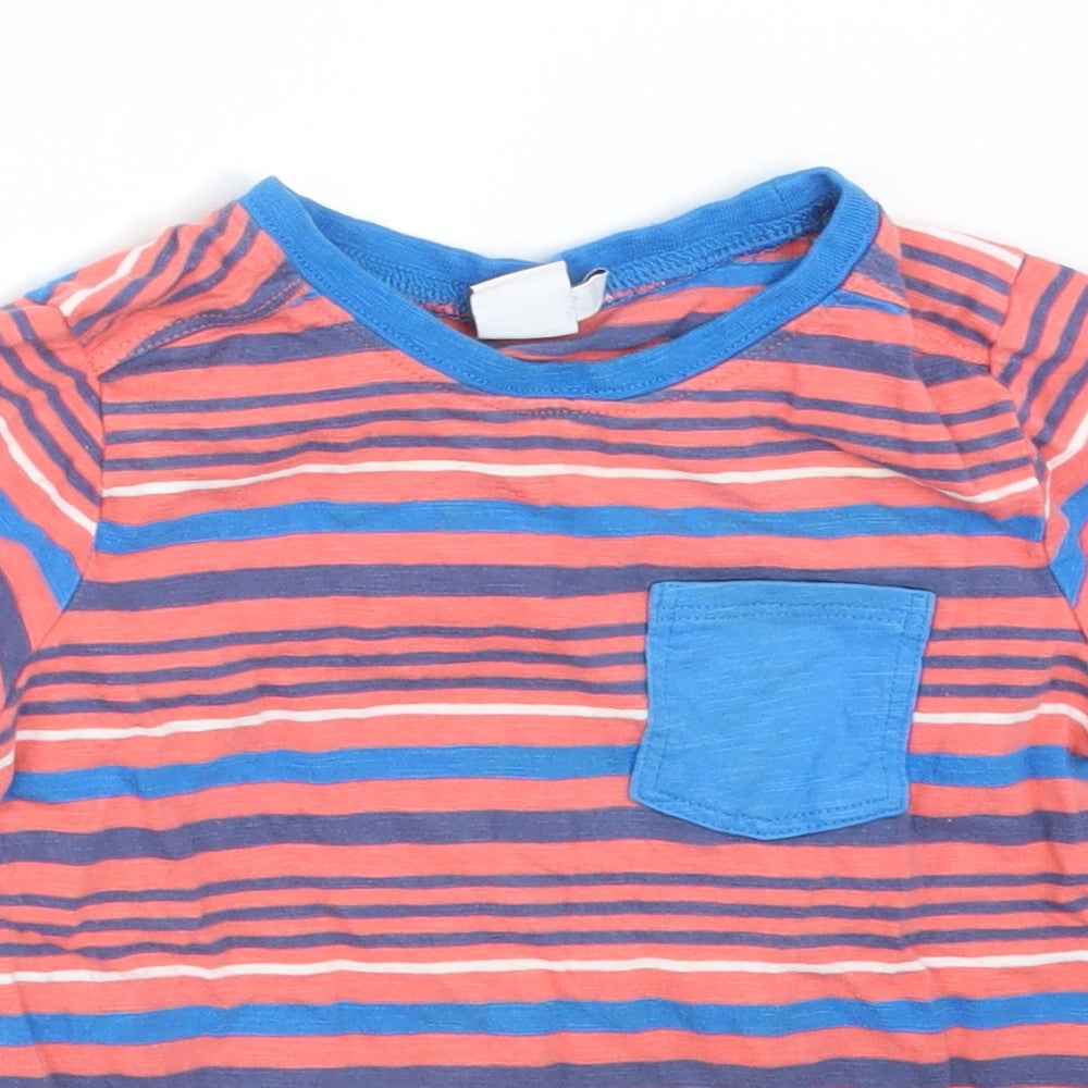 Mini Club Boys Multicoloured Striped Cotton Basic T-Shirt Size 2-3 Years Round Neck