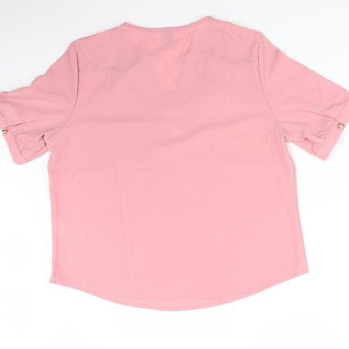 SheIn Womens Pink  Polyester Basic Blouse Size XL V-Neck