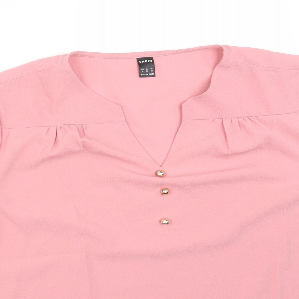 SheIn Womens Pink  Polyester Basic Blouse Size XL V-Neck