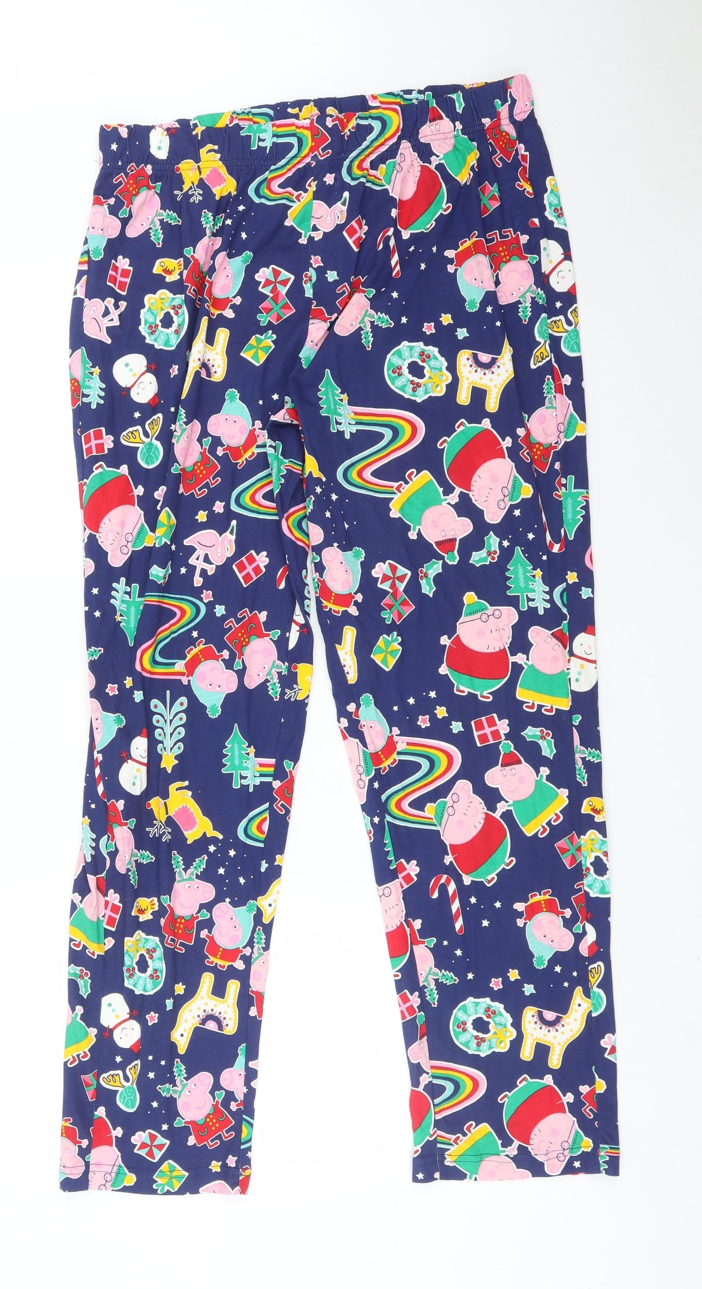 Peppa Pig Mens Multicoloured Solid Cotton  Pyjama Pants Size L   - CHRISTMAS PEPPA PIG
