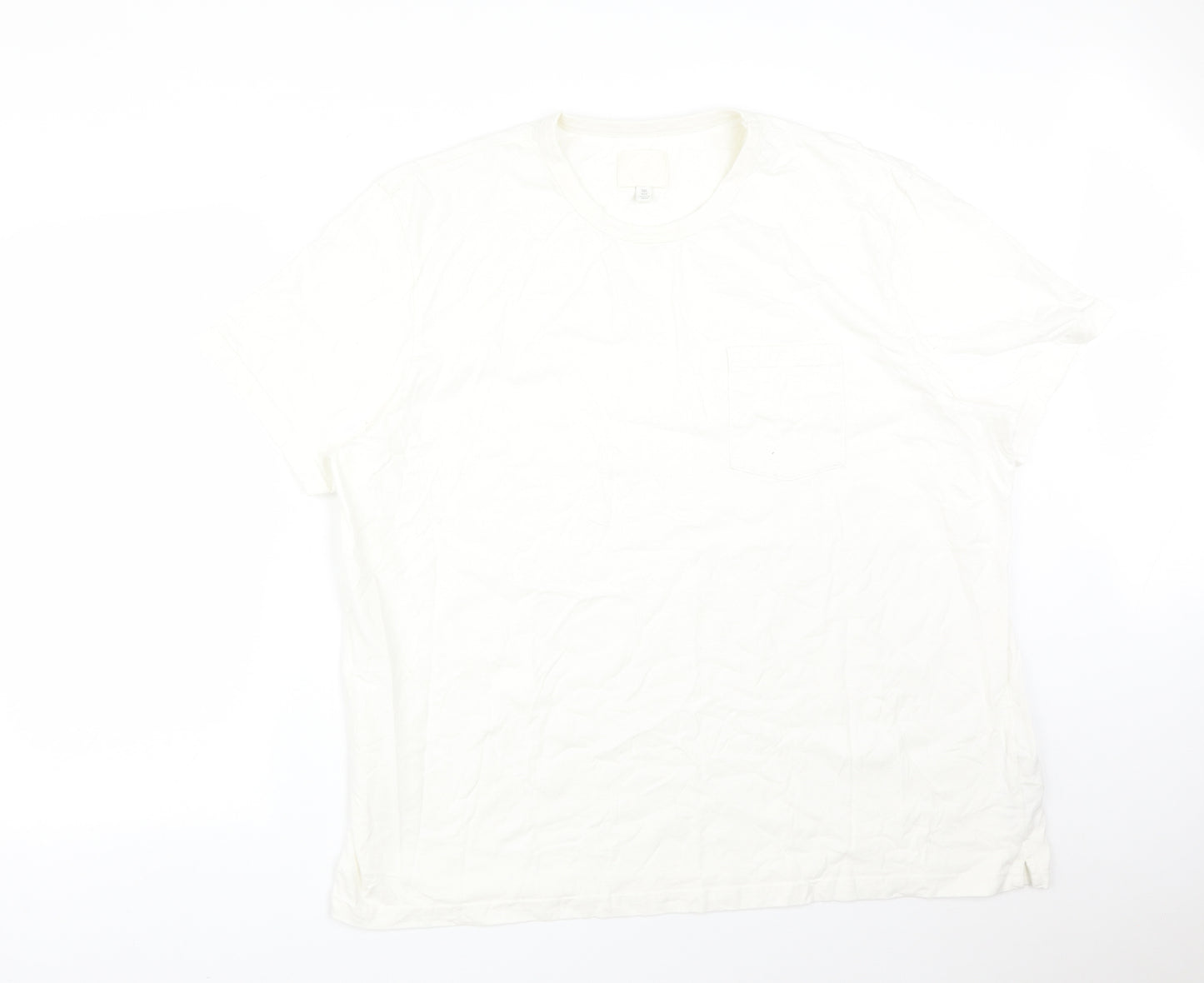 M&S Mens White  Cotton  T-Shirt Size 3XL Round Neck
