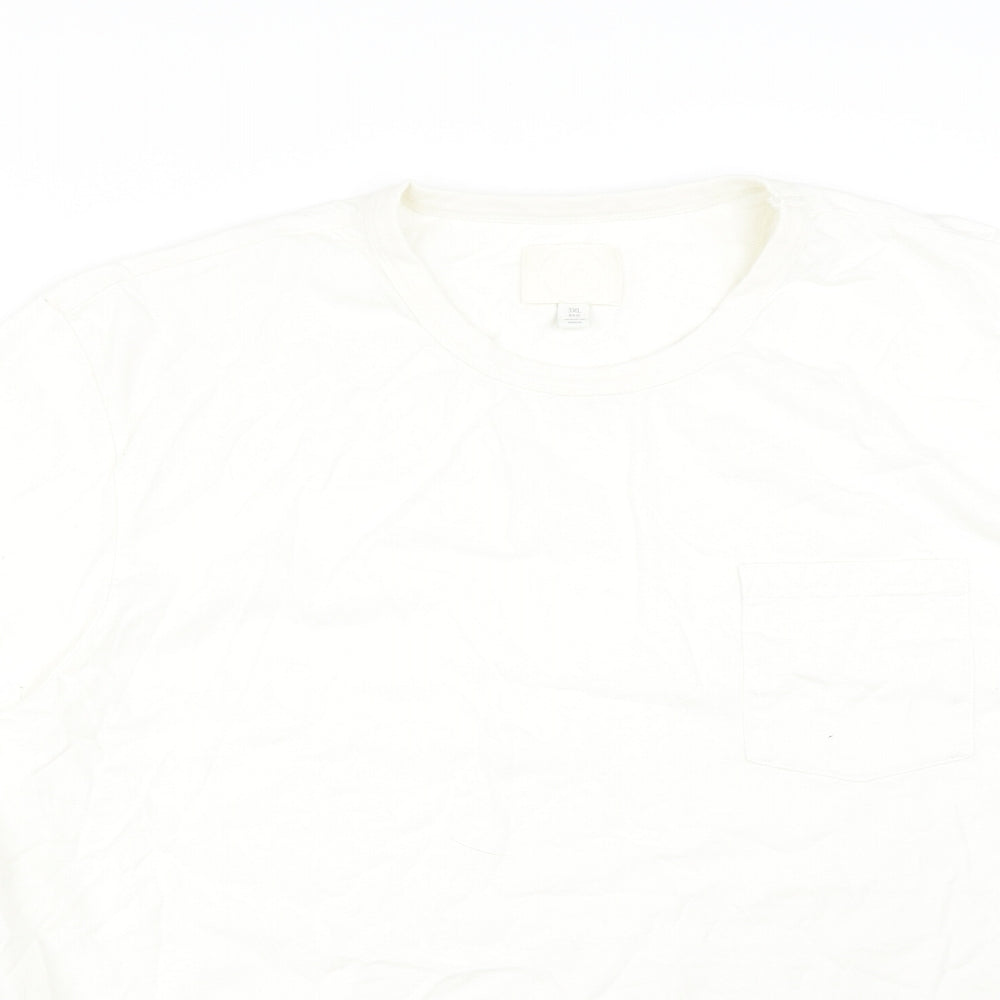M&S Mens White  Cotton  T-Shirt Size 3XL Round Neck