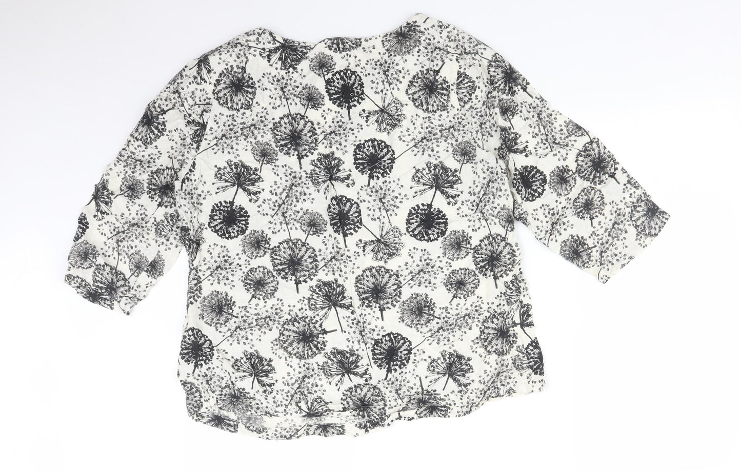 M&S Womens Multicoloured Floral Viscose Basic T-Shirt Size 16 V-Neck