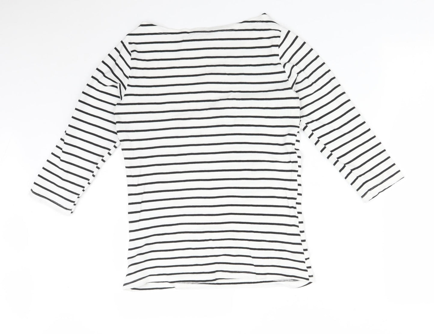 F&F Womens Multicoloured Striped Cotton Basic T-Shirt Size 8 Boat Neck