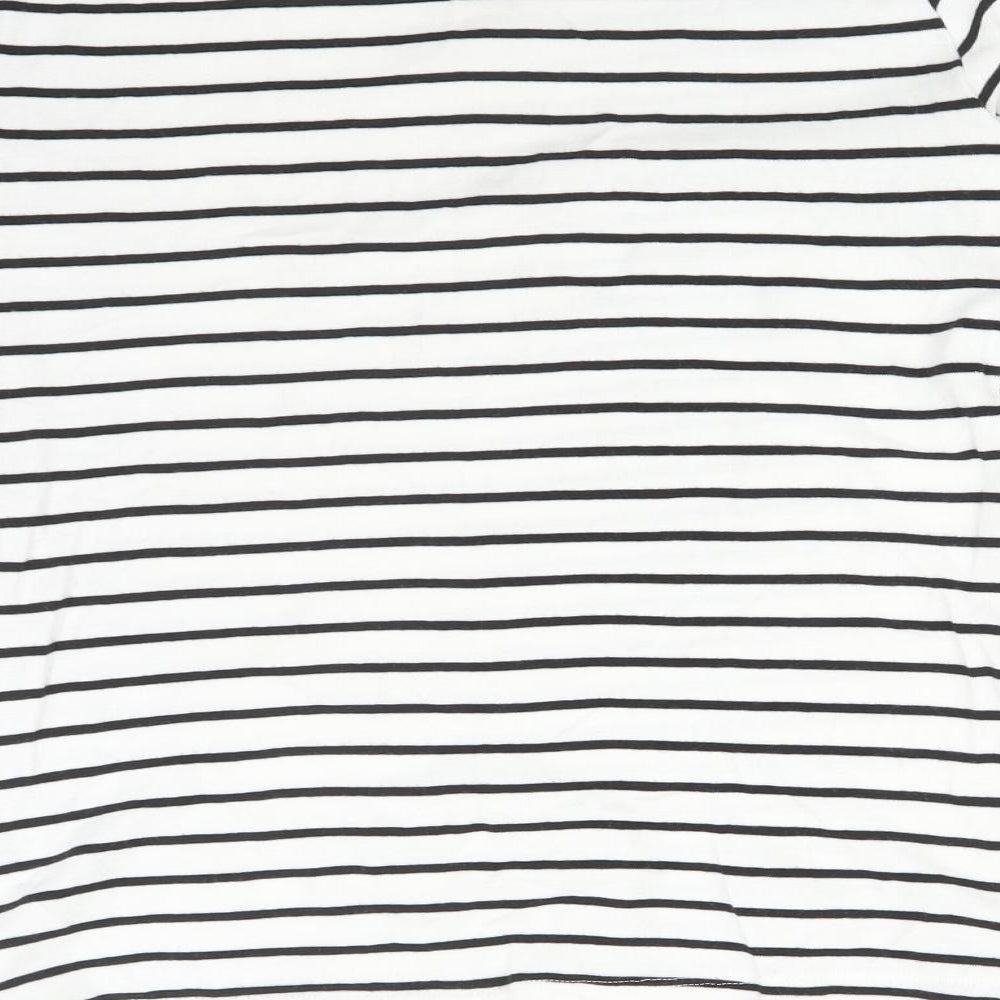 F&F Womens Multicoloured Striped Cotton Basic T-Shirt Size 8 Boat Neck