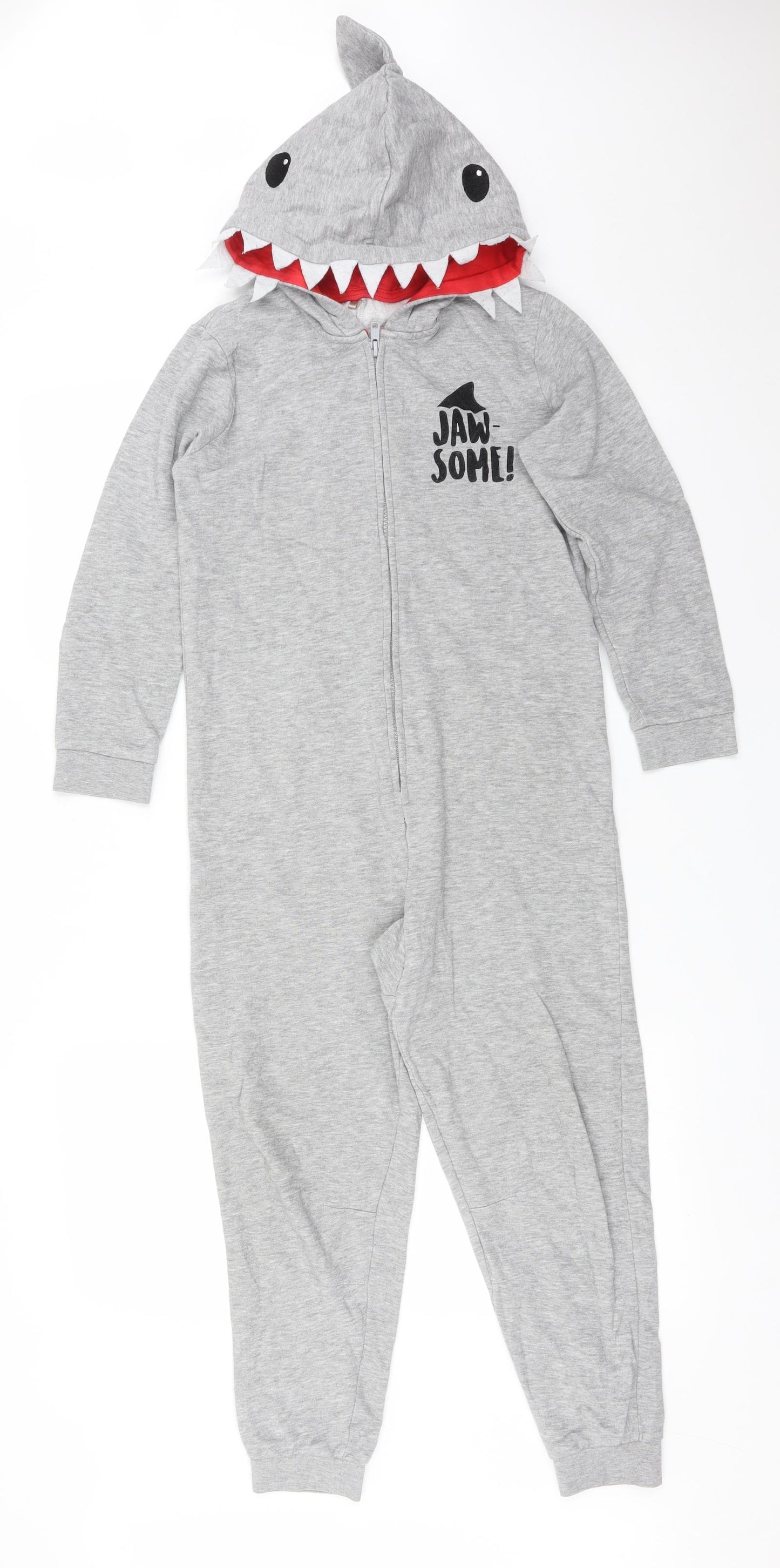 George Boys Grey Solid Cotton  One Piece Size 8-9 Years   - SHARK