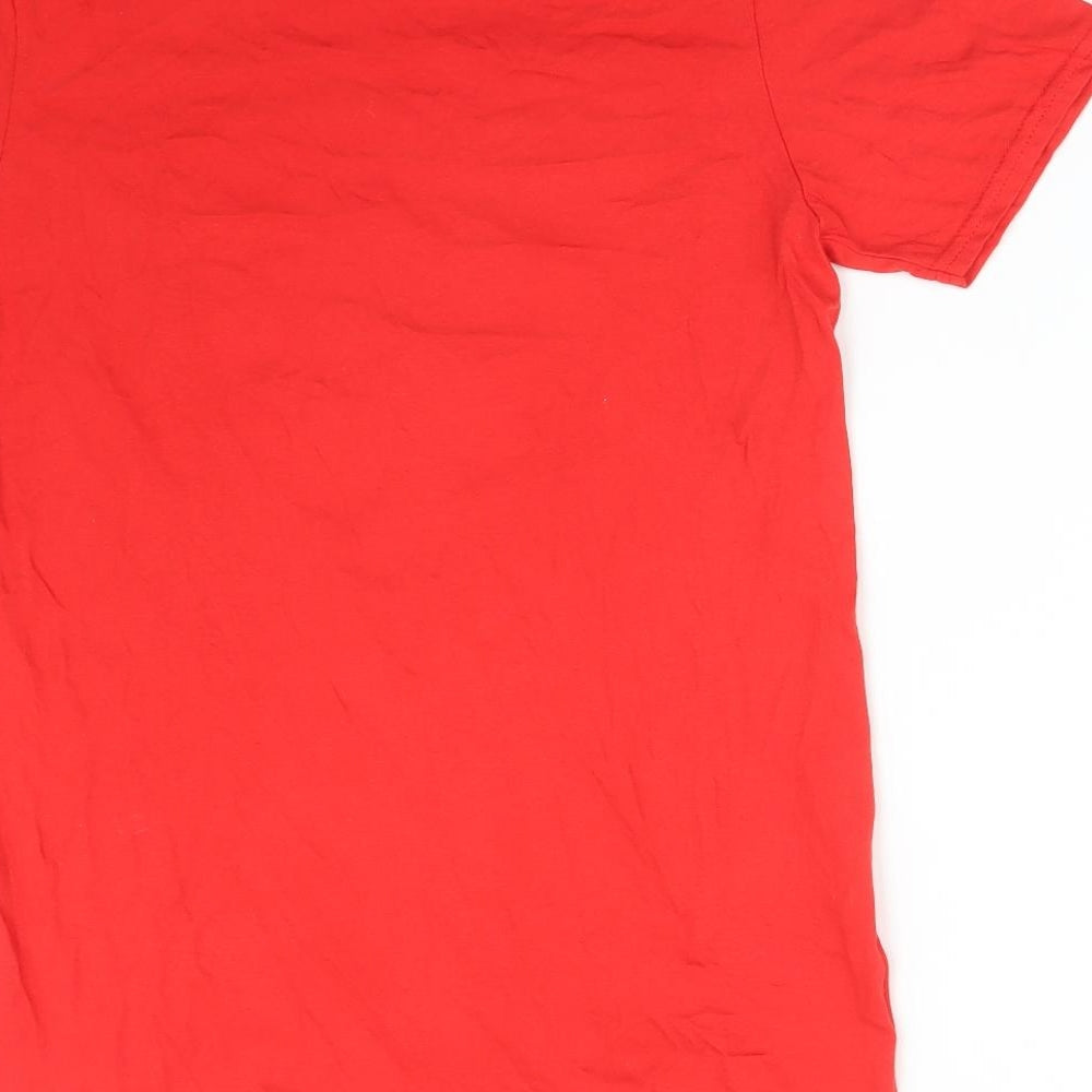 Wales Mens Red  Cotton  T-Shirt Size S Round Neck