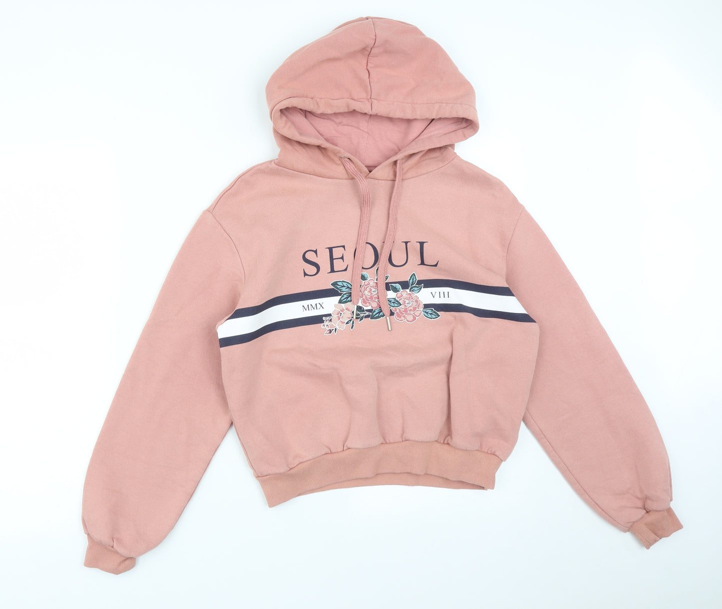 H&M Womens Pink  Cotton Pullover Hoodie Size S   - SEOUL