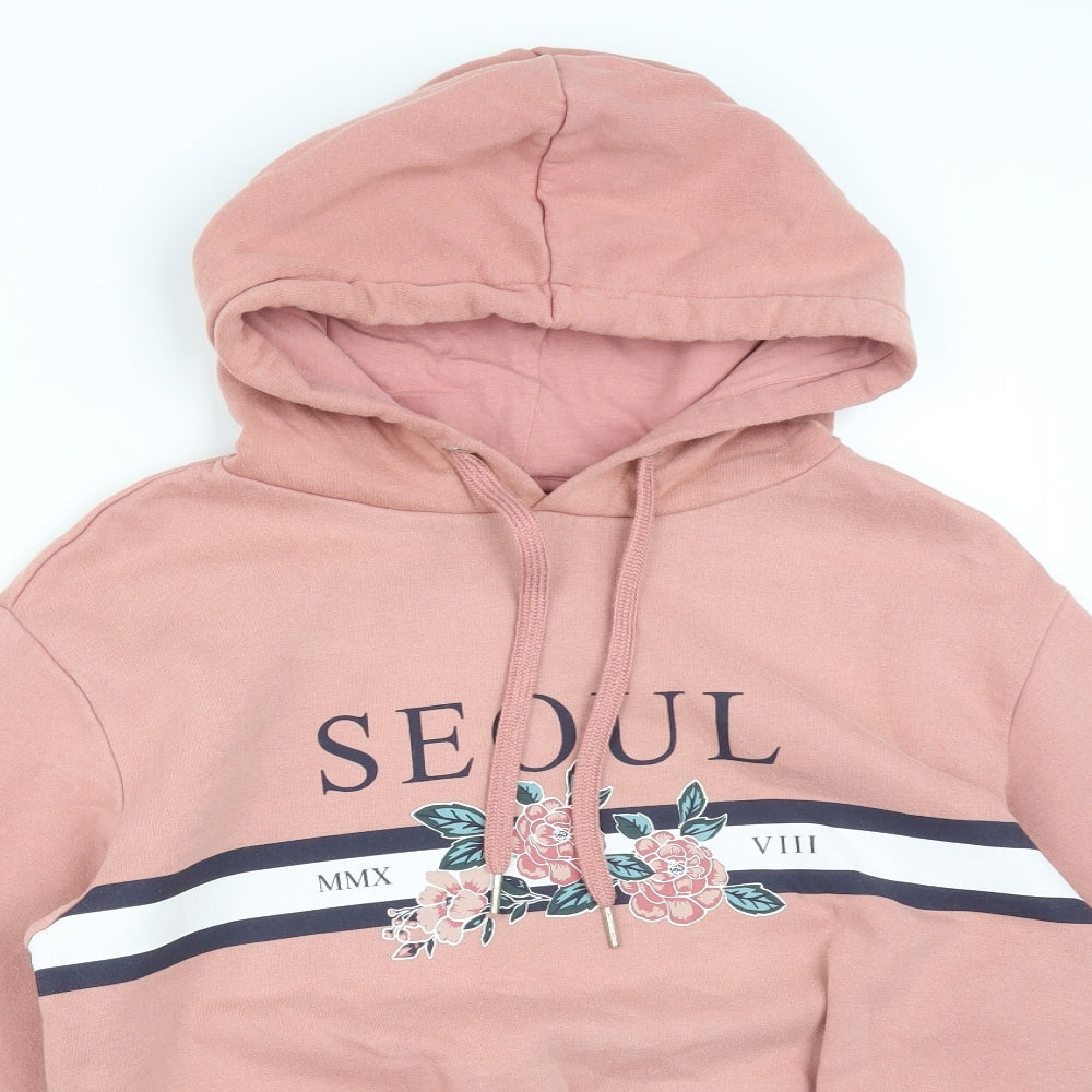 H&M Womens Pink  Cotton Pullover Hoodie Size S   - SEOUL