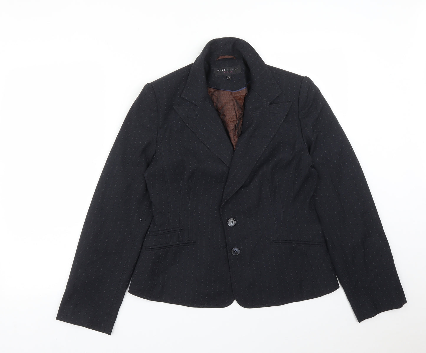 NEXT Womens Blue Striped Polyester Jacket Suit Jacket Size 12