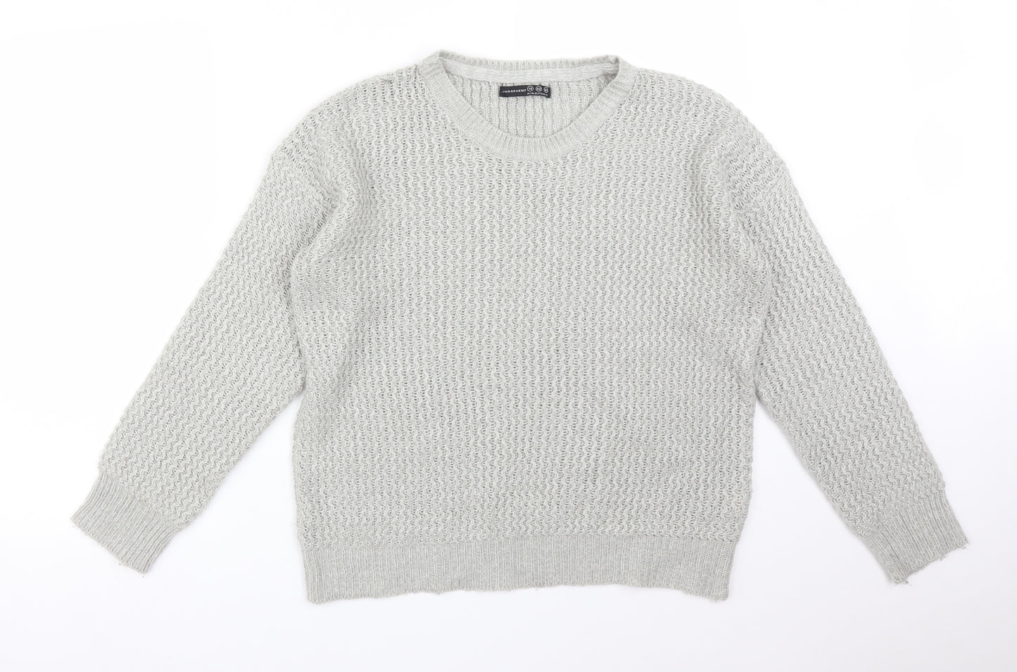 Atmosphere Womens Grey Striped Acrylic Pullover Sweatshirt Size 14