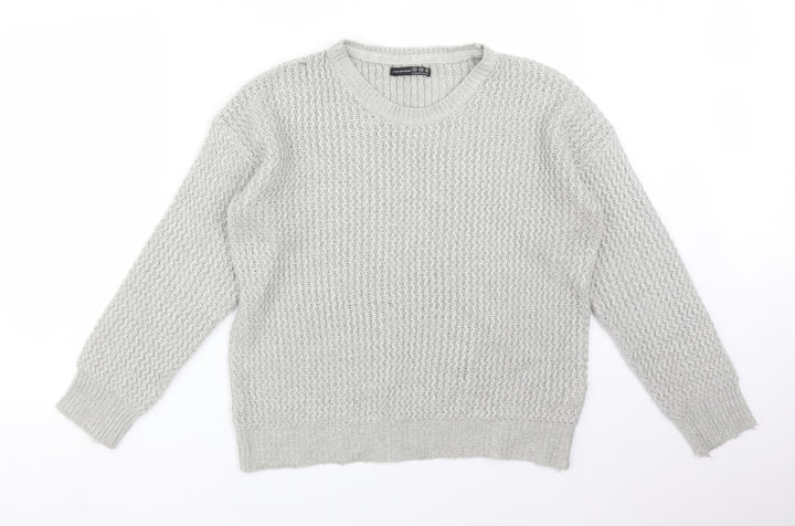 Atmosphere Womens Grey Striped Acrylic Pullover Sweatshirt Size 14
