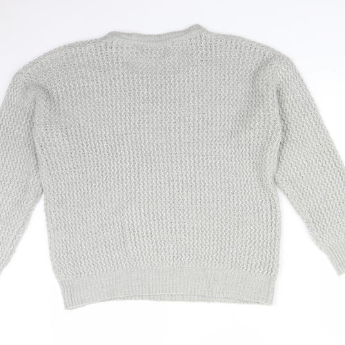 Atmosphere Womens Grey Striped Acrylic Pullover Sweatshirt Size 14