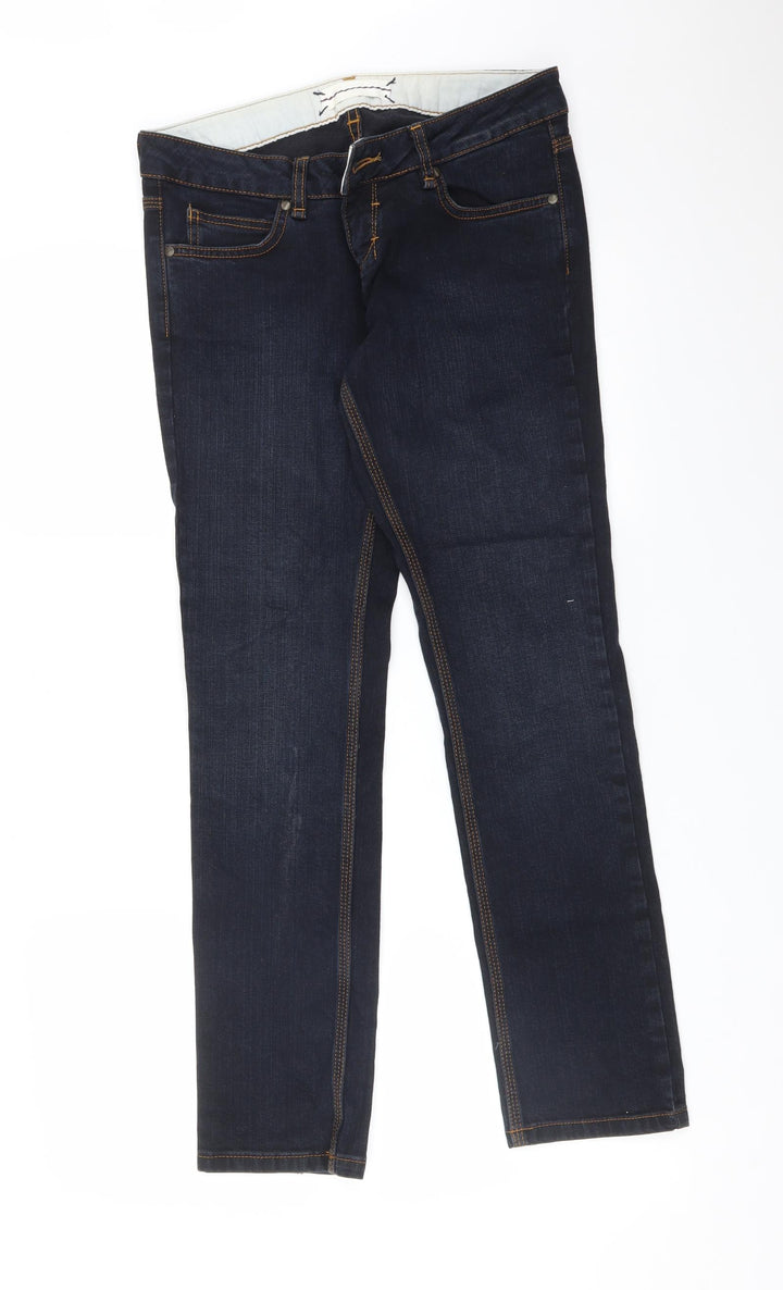 Topshop Womens Blue Cotton Straight Jeans Size 28 L29 in Regular