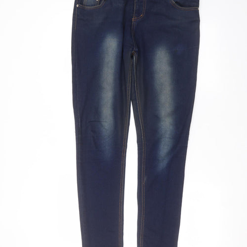 Preworn Womens Blue  Cotton Skinny Jeans Size 8 L30 in Regular