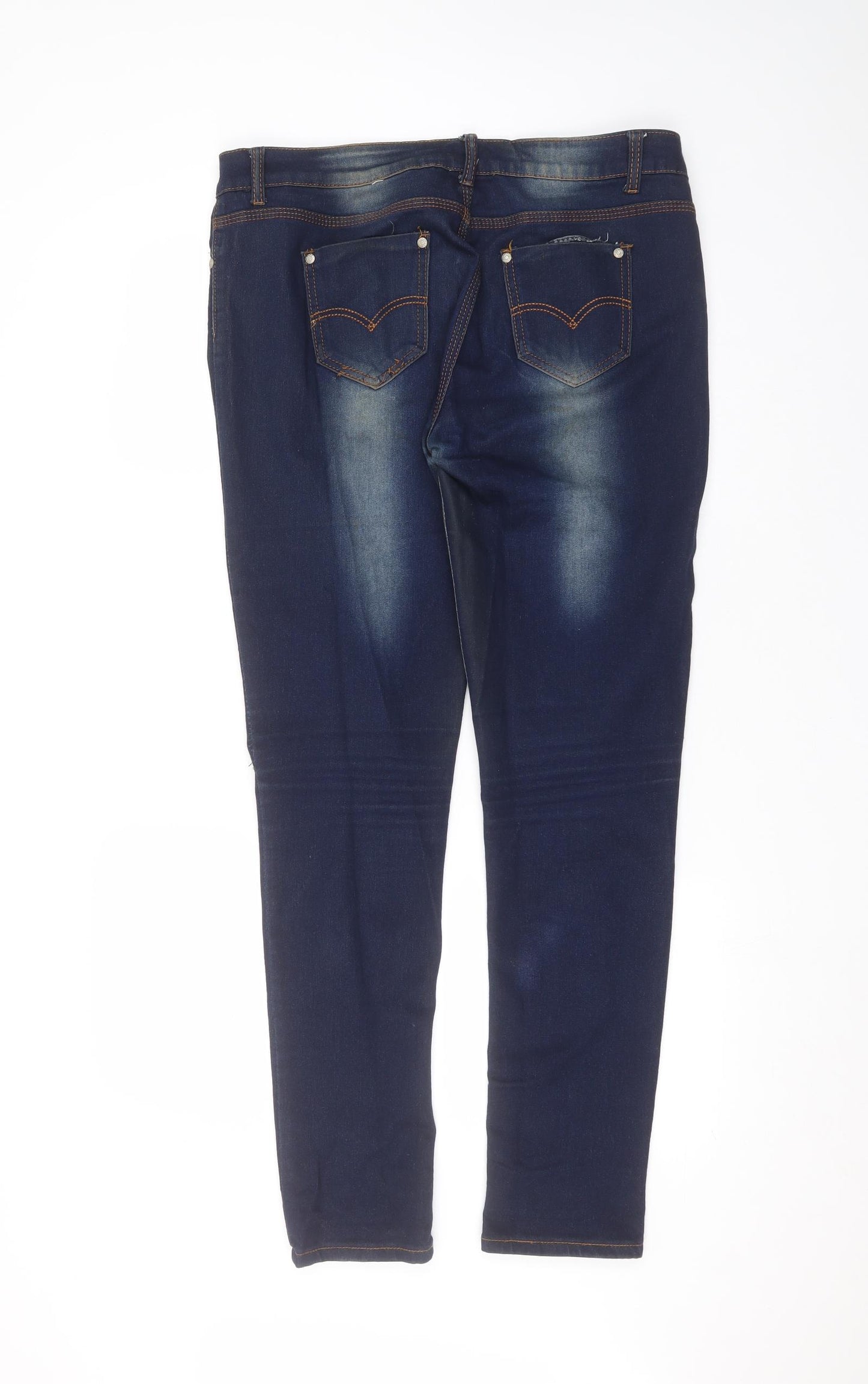 Preworn Womens Blue  Cotton Skinny Jeans Size 8 L30 in Regular