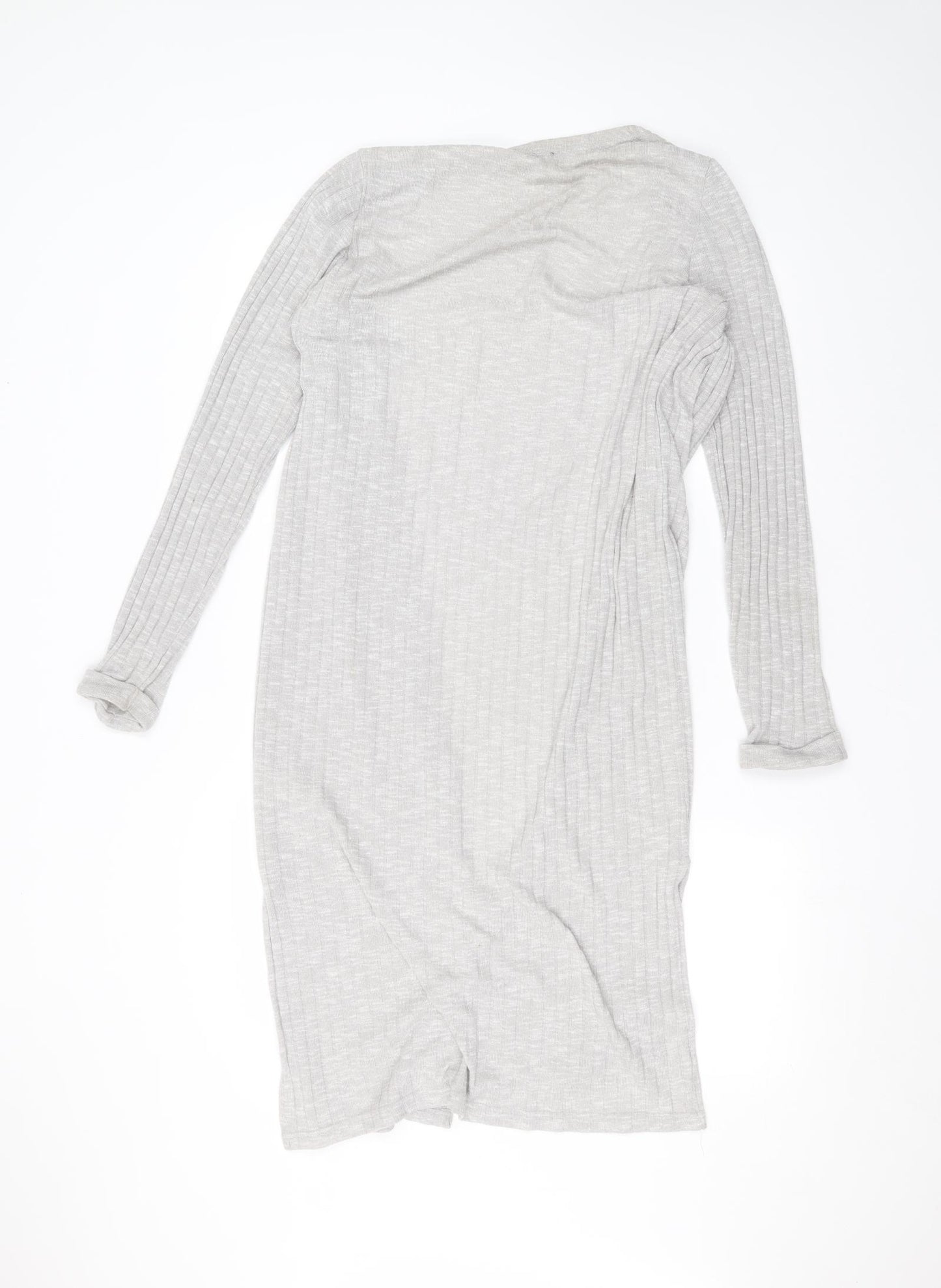 New Look Womens Grey V-Neck  Polyester Cardigan Jumper Size L