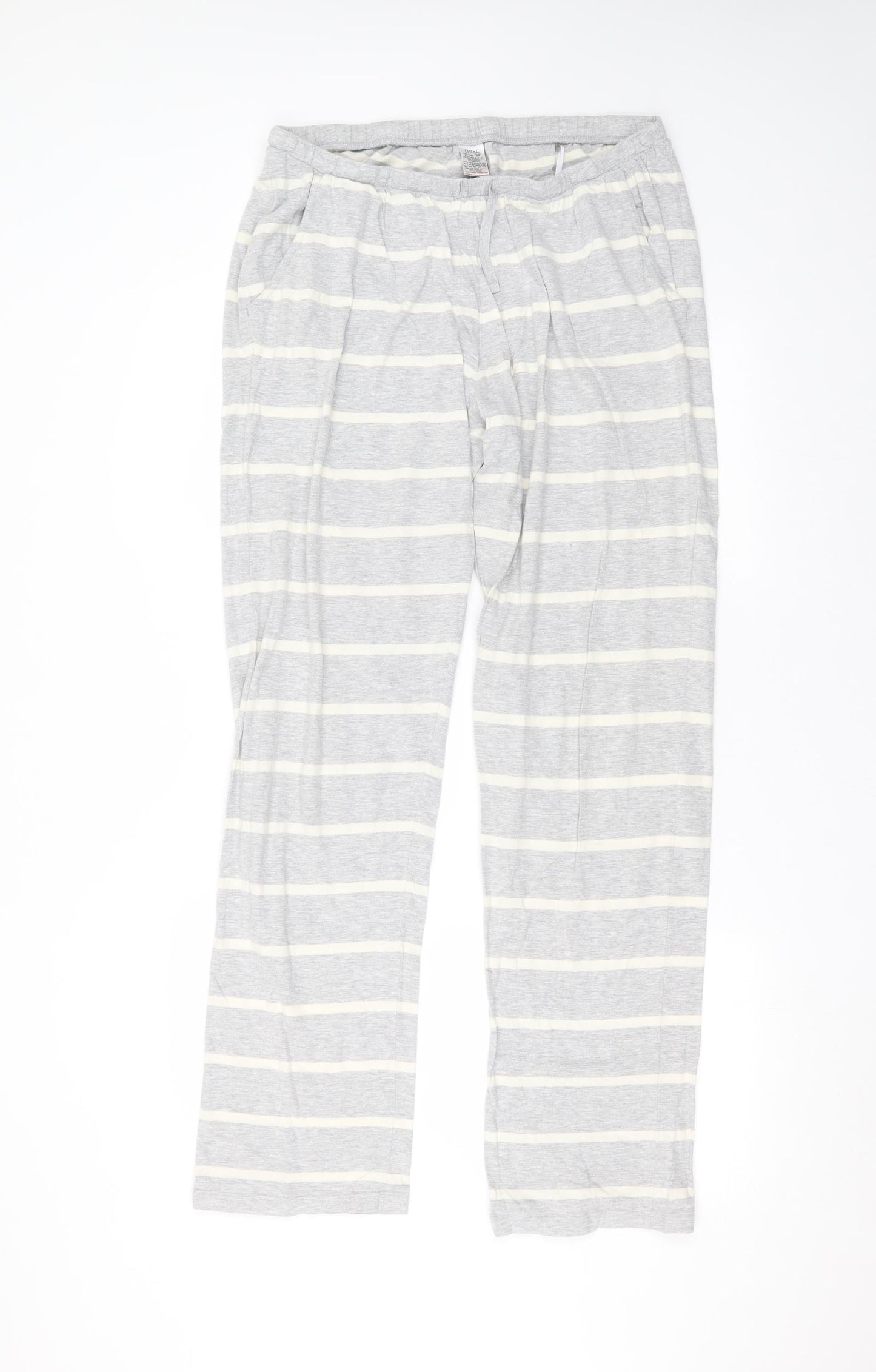 NEXT Womens Grey Striped Cotton Sweatpants Trousers Size 14 L30 in Regular