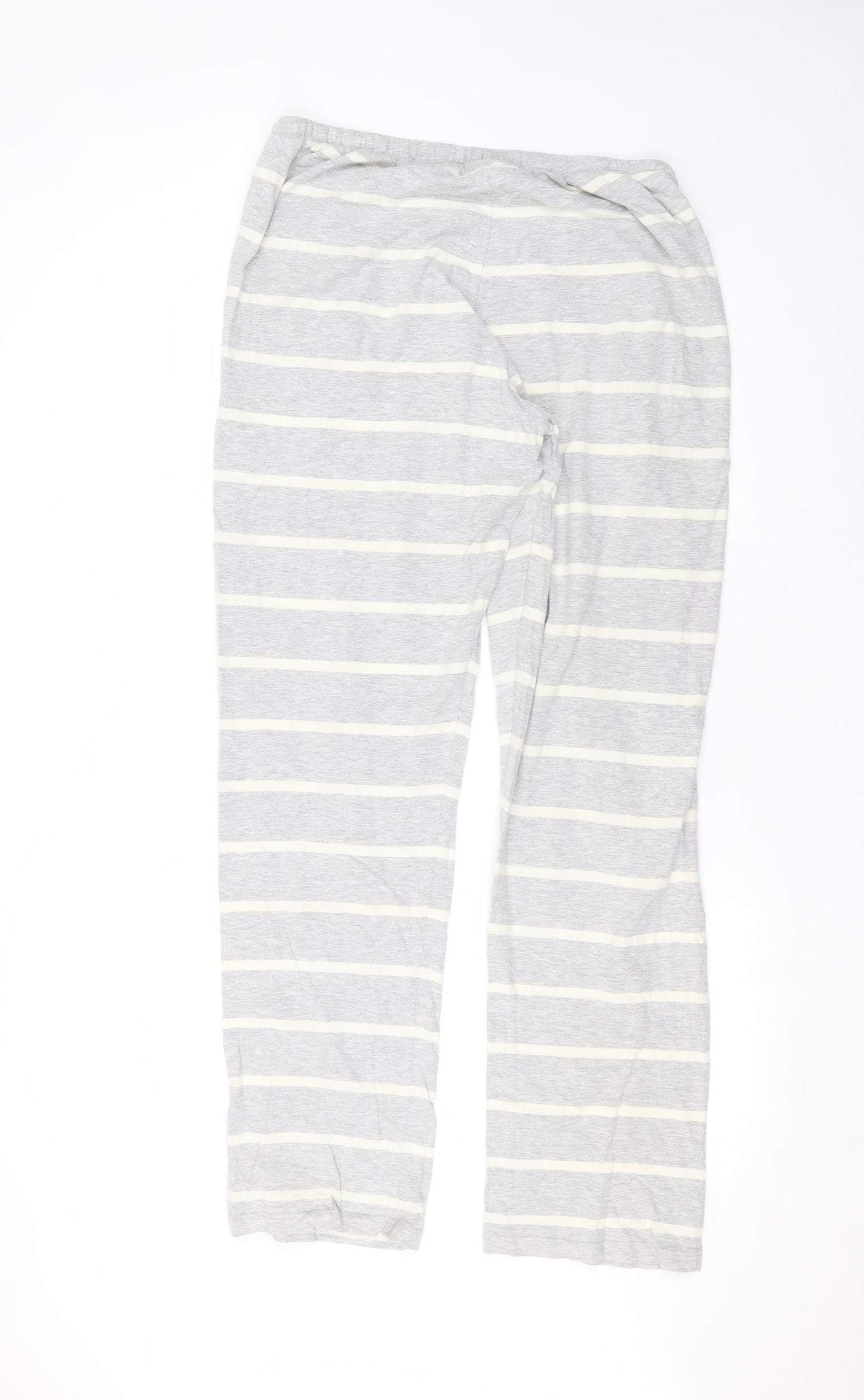 NEXT Womens Grey Striped Cotton Sweatpants Trousers Size 14 L30 in Regular