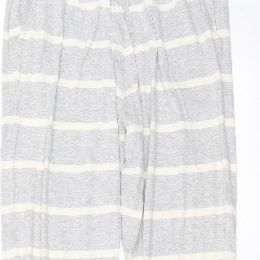 NEXT Womens Grey Striped Cotton Sweatpants Trousers Size 14 L30 in Regular