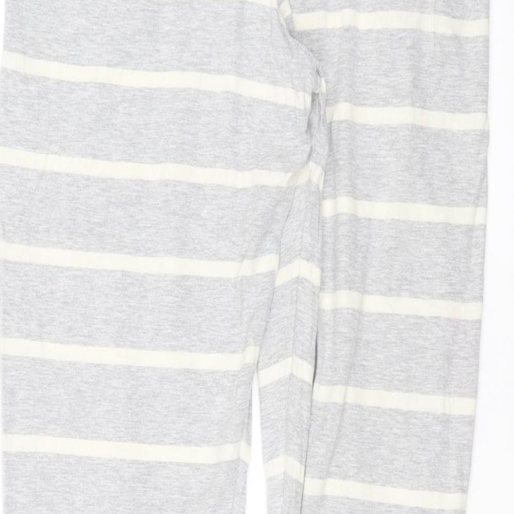 NEXT Womens Grey Striped Cotton Sweatpants Trousers Size 14 L30 in Regular