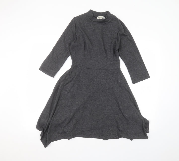 Monteau Womens Grey Polyester A-Line Size S Round Neck
