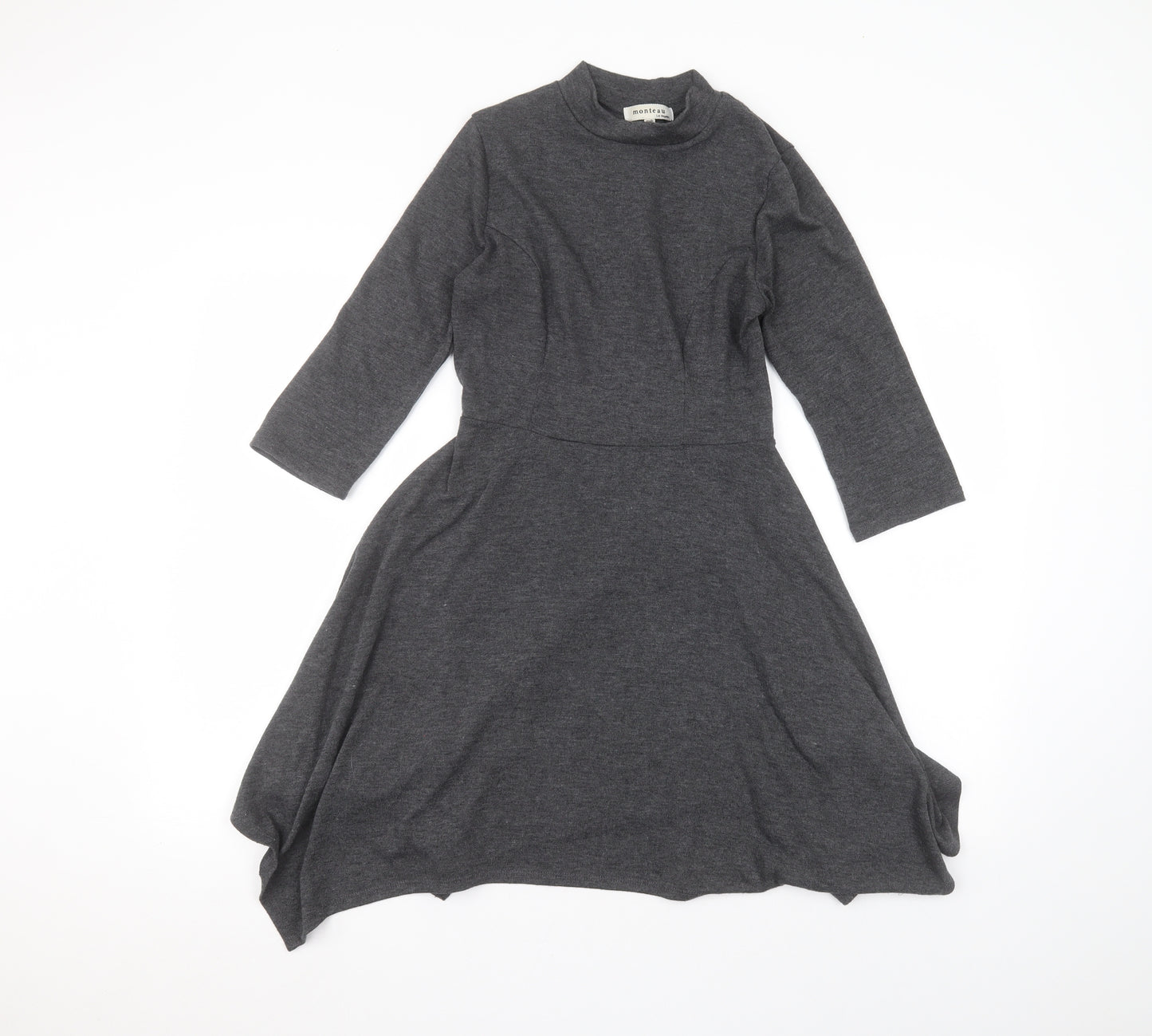 Monteau Womens Grey  Polyester A-Line  Size S Round Neck