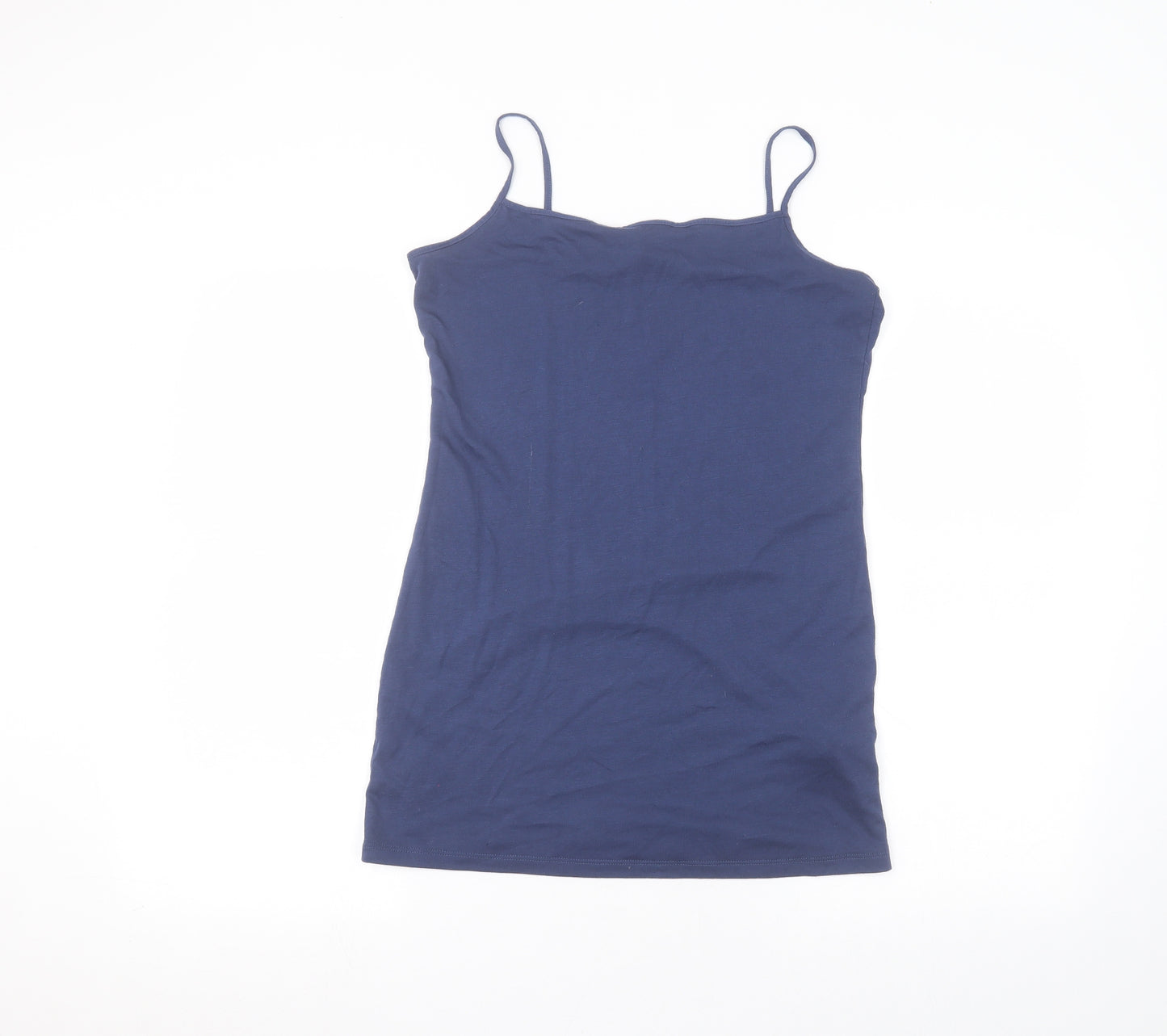 Marks and Spencer Womens Blue  Polyester Basic T-Shirt Size 12 Round Neck