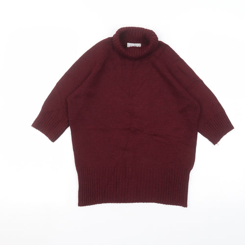 JFW Womens Red  Acrylic Basic T-Shirt Size S Roll Neck