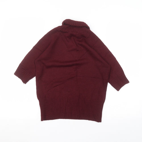 JFW Womens Red  Acrylic Basic T-Shirt Size S Roll Neck