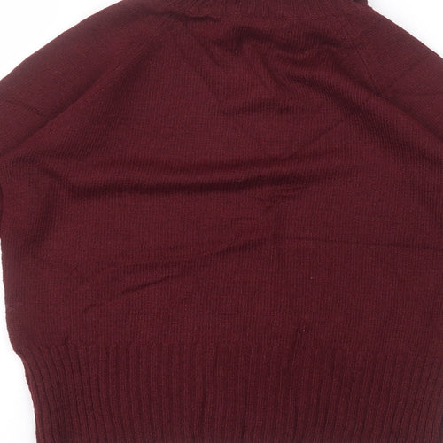 JFW Womens Red  Acrylic Basic T-Shirt Size S Roll Neck