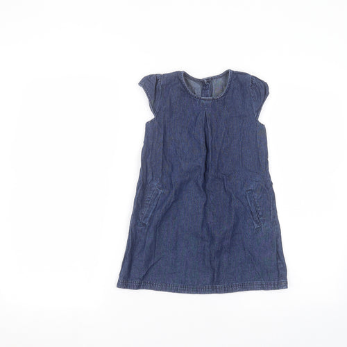 Matalan Girls Blue  Cotton A-Line  Size 3-4 Years Round Neck