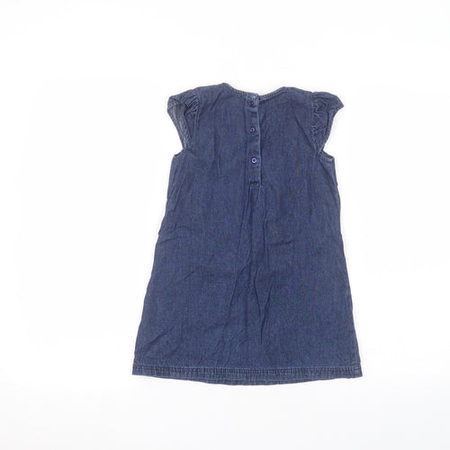 Matalan Girls Blue  Cotton A-Line  Size 3-4 Years Round Neck