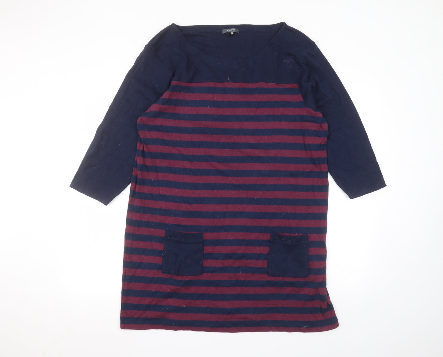 Intuition Womens Blue Striped Cotton Basic T-Shirt Size 20 Round Neck