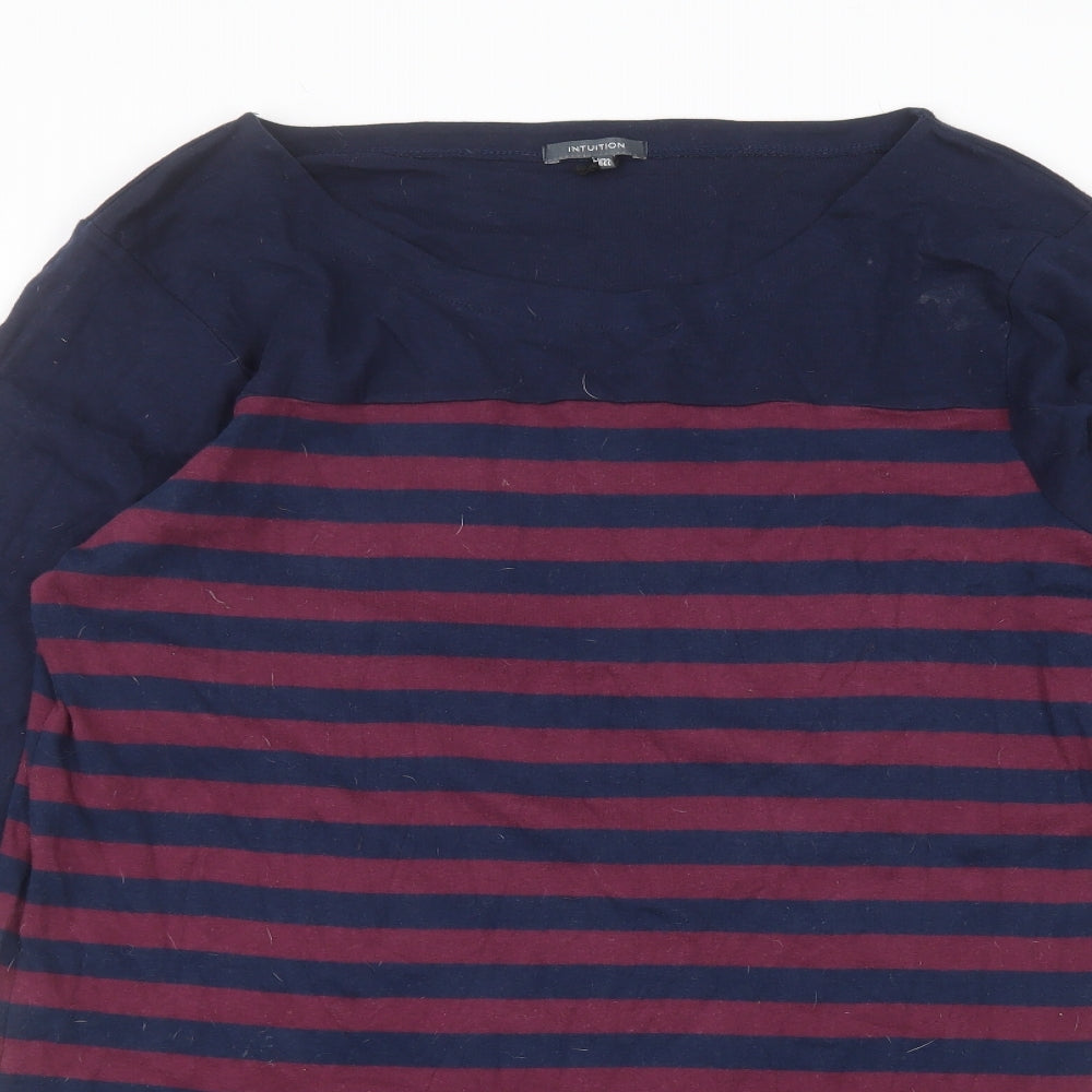 Intuition Womens Blue Striped Cotton Basic T-Shirt Size 20 Round Neck