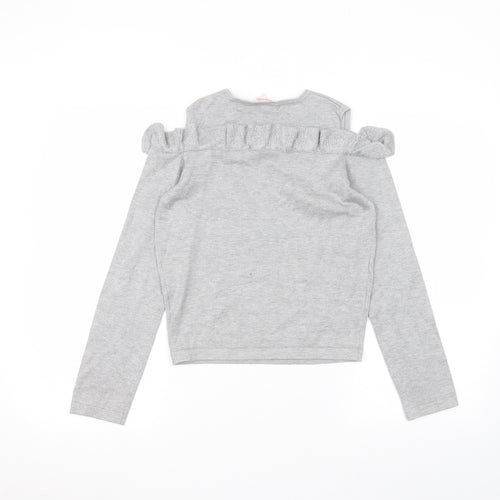 Miss e-vie Girls Grey  Viscose Basic T-Shirt Size 11-12 Years Round Neck