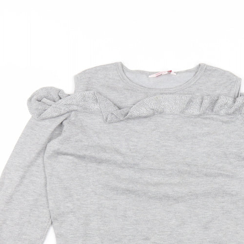 Miss e-vie Girls Grey  Viscose Basic T-Shirt Size 11-12 Years Round Neck