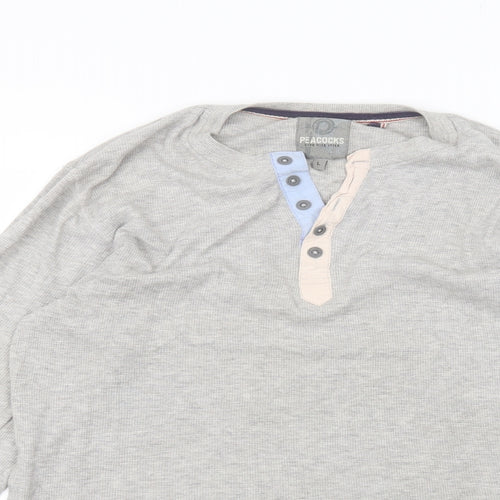 Peacocks Womens Grey Round Neck  Cotton Pullover Jumper Size L