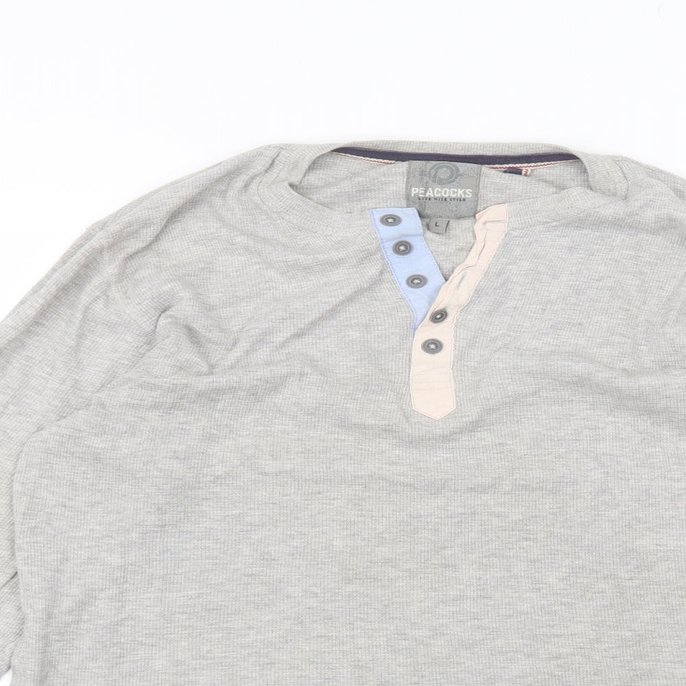 Peacocks Womens Grey Round Neck  Cotton Pullover Jumper Size L