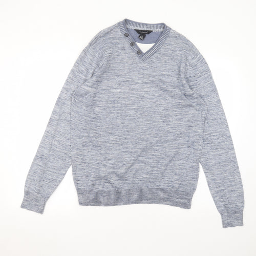 Cedar Wood State Mens Blue Round Neck  Cotton Pullover Jumper Size L