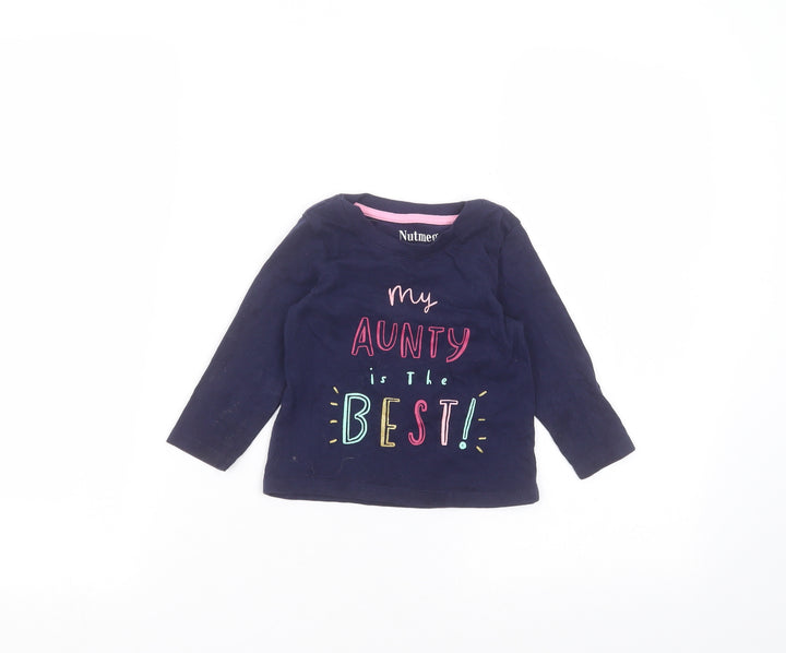 Nutmeg Baby Blue Cotton Basic T-Shirt Size 12-18 Months Round Neck