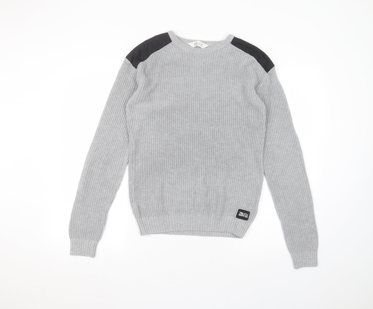 H&M Boys Grey Round Neck  Acrylic Pullover Jumper Size 11-12 Years