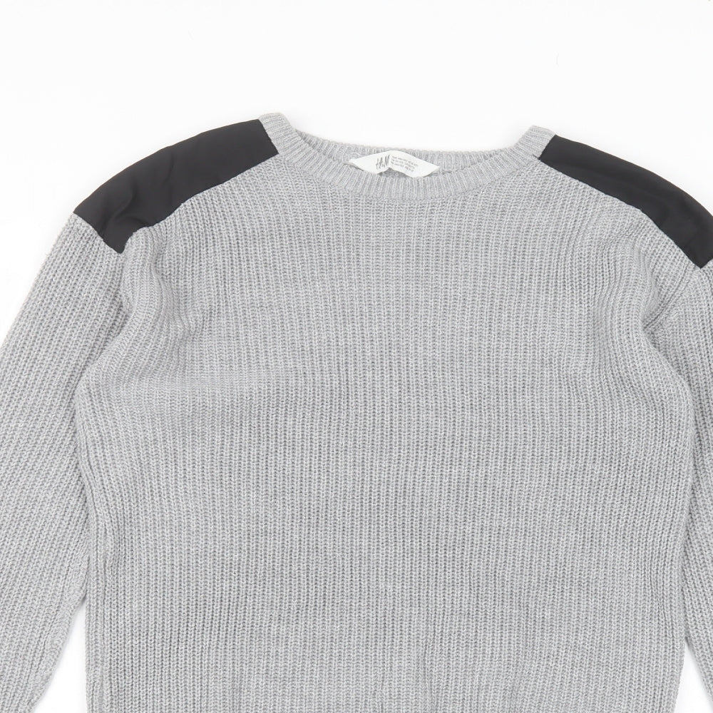 H&M Boys Grey Round Neck  Acrylic Pullover Jumper Size 11-12 Years