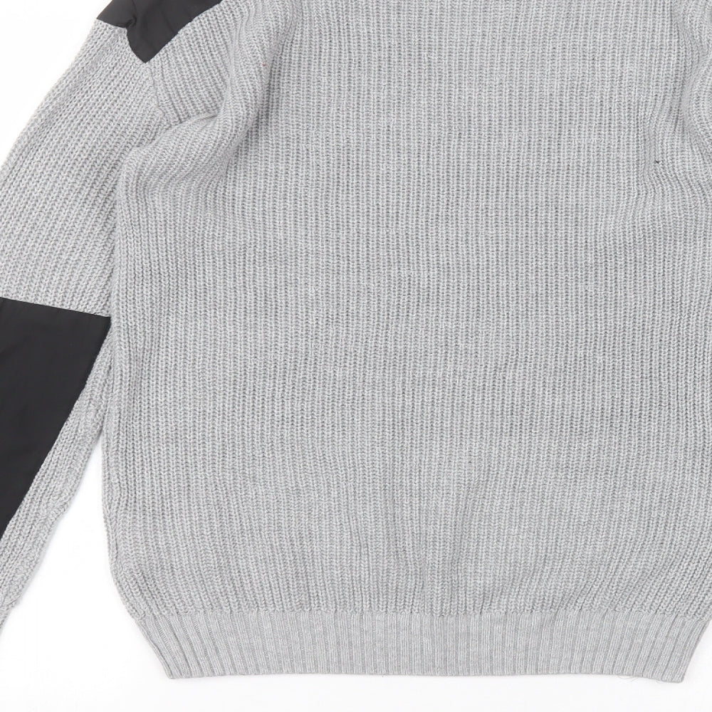 H&M Boys Grey Round Neck  Acrylic Pullover Jumper Size 11-12 Years