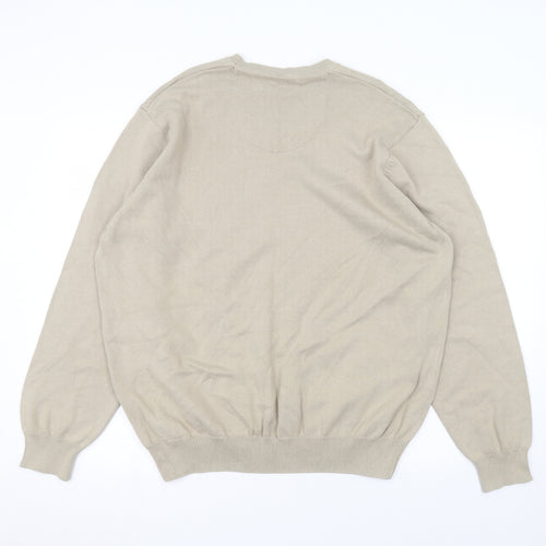 Marks and Spencer Womens Beige V-Neck  Cotton Pullover Jumper Size 2XL